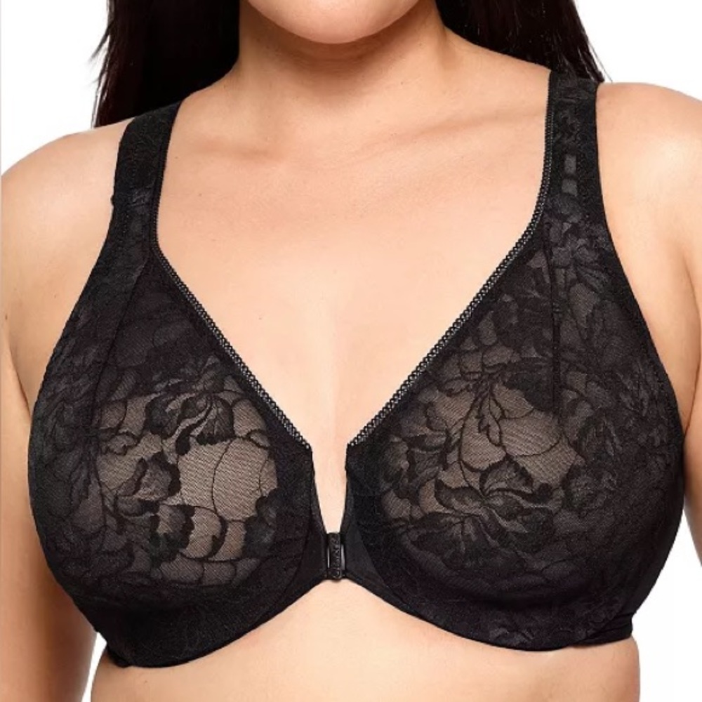 Glamorise - Chic Black Lace Underwire Bra
